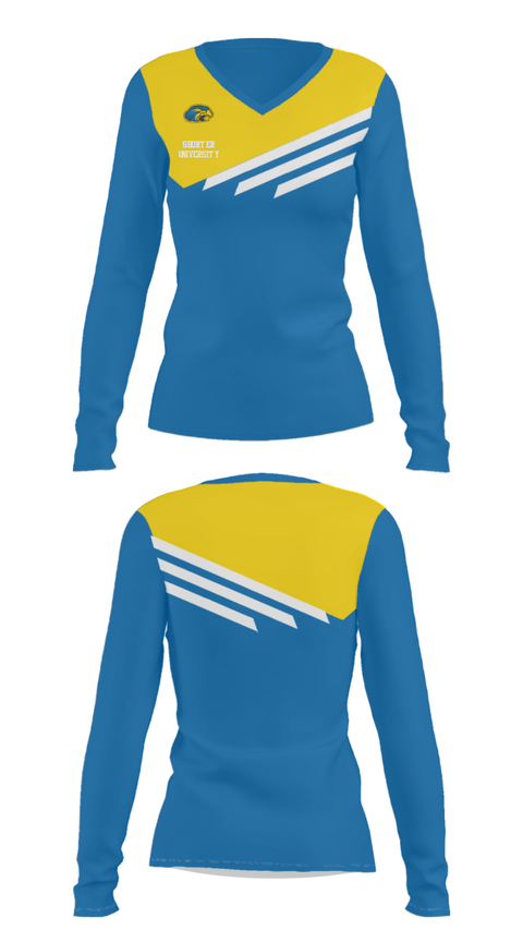 Women's Long Sleeve Vneck Shirt, Shorter University, Spirit Store, Teamtime, Team time, sublimation, custom sports apparel, team uniforms, spirit wear, spiritwear, sports uniforms, custom shirts, team store, custom team store, fundraiser sports, apparel fundraiser