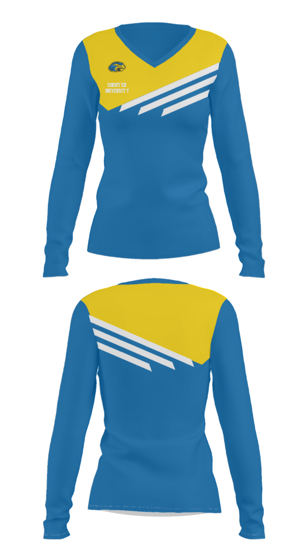 Women's Long Sleeve Vneck Shirt, Shorter University, Spirit Store, Teamtime, Team time, sublimation, custom sports apparel, team uniforms, spirit wear, spiritwear, sports uniforms, custom shirts, team store, custom team store, fundraiser sports, apparel fundraiser