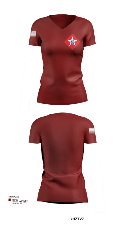 1/6 58710445 Women's Short Sleeve V-neck Shirt - 123