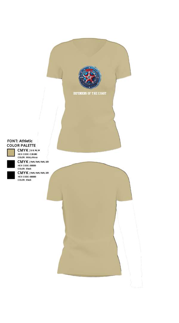 Womens Short Sleeve Vneck Shirt, Defenders of the Coast, Army, Teamtime, Team time, sublimation, custom sports apparel, team uniforms, spirit wear, spiritwear, sports uniforms, custom shirts, team store, custom team store, fundraiser sports, apparel fundraiser