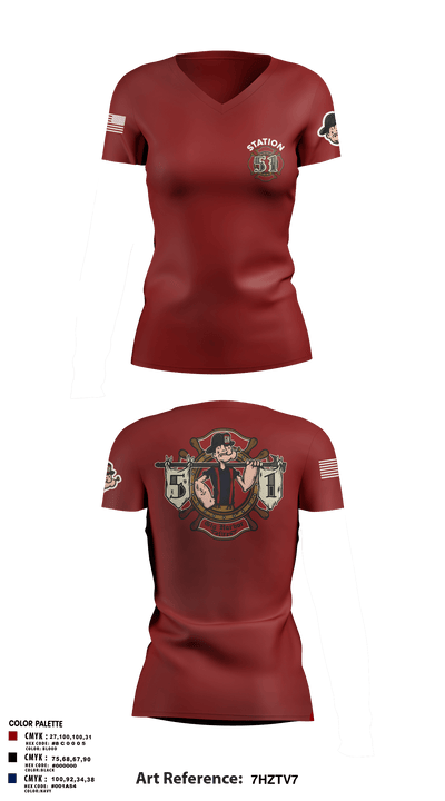 Station 51 74948008 Women's Short Sleeve V-neck Shirt - 1