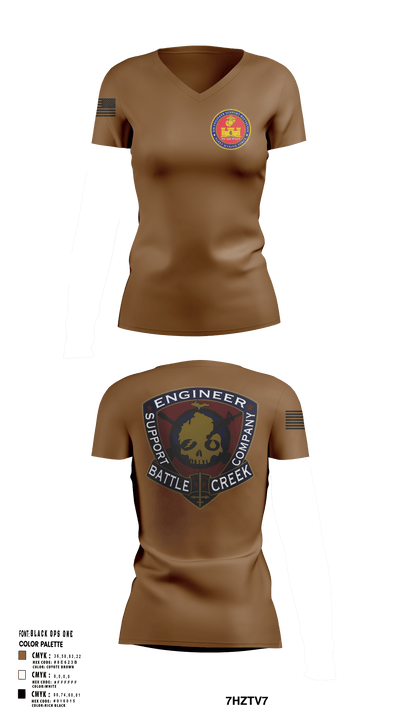 6th Engineer Support 55930969 Women's Short Sleeve V-neck Shirt - 125