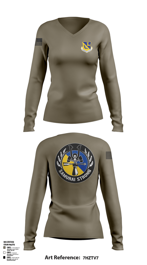 Womens Long Sleeve Vneck Shirt, 374 Airlift Wing, Air Force, Teamtime, Team time, sublimation, custom sports apparel, team uniforms, spirit wear, spiritwear, sports uniforms, custom shirts, team store, custom team store, fundraiser sports, apparel fundraiser