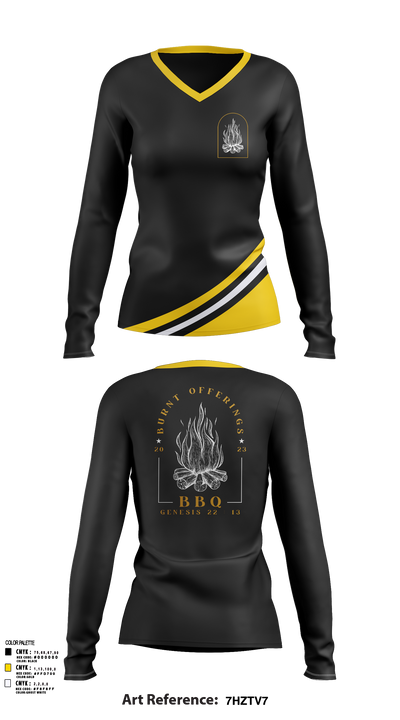 Burnt Offerings BBQ 13520316 Women's Long Sleeve V-neck Shirt - 126