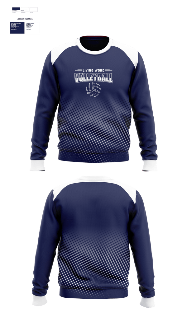 Crew Neck Sweatshirt, Living Word Academy Volleyball, Women's Volleyball, Teamtime, Team time, sublimation, custom sports apparel, team uniforms, spirit wear, spiritwear, sports uniforms, custom shirts, team store, custom team store, fundraiser sports, apparel fundraiser