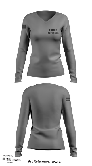 Womens Long Sleeve Vneck Shirt, Police Explorer, Police, Teamtime, Team time, sublimation, custom sports apparel, team uniforms, spirit wear, spiritwear, sports uniforms, custom shirts, team store, custom team store, fundraiser sports, apparel fundraiser