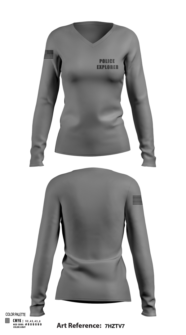 Womens Long Sleeve Vneck Shirt, Police Explorer, Police, Teamtime, Team time, sublimation, custom sports apparel, team uniforms, spirit wear, spiritwear, sports uniforms, custom shirts, team store, custom team store, fundraiser sports, apparel fundraiser