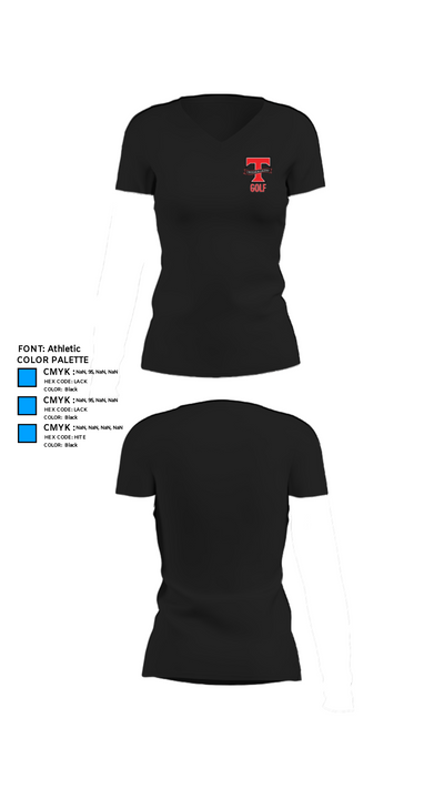 Tillamook High School Golf 20203804 Women's Short Sleeve V-neck Shirt - 37