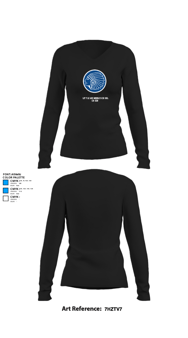 Womens Long Sleeve Vneck Shirt, Little Axe Middle School Cheer, Cheer, Teamtime, Team time, sublimation, custom sports apparel, team uniforms, spirit wear, spiritwear, sports uniforms, custom shirts, team store, custom team store, fundraiser sports, apparel fundraiser