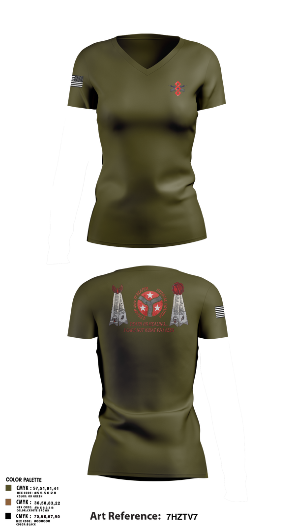 Womens Short Sleeve Vneck Shirt, q trp 4/278th, , Teamtime, Team time, sublimation, custom sports apparel, team uniforms, spirit wear, spiritwear, sports uniforms, custom shirts, team store, custom team store, fundraiser sports, apparel fundraiser
