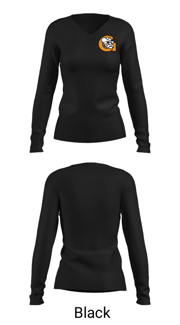 Womens Long Sleeve Vneck Shirt, Grant Middle School, Spirit Store, Teamtime, Team time, sublimation, custom sports apparel, team uniforms, spirit wear, spiritwear, sports uniforms, custom shirts, team store, custom team store, fundraiser sports, apparel fundraiser