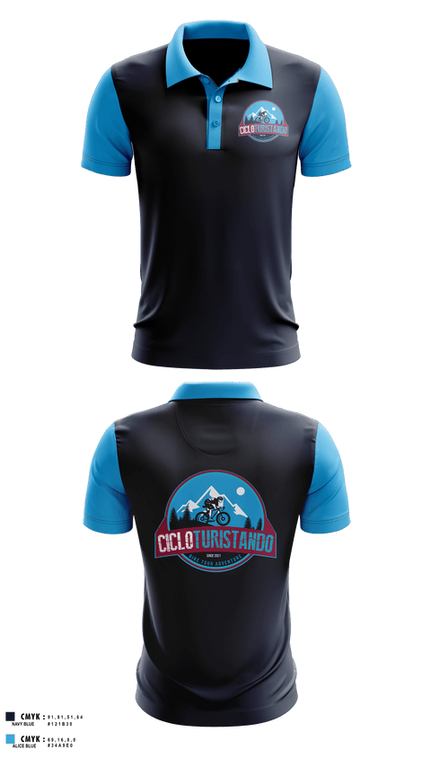 Short Sleeve Performance Polo, Cicloturistando, Cross Country, Teamtime, Team time, sublimation, custom sports apparel, team uniforms, spirit wear, spiritwear, sports uniforms, custom shirts, team store, custom team store, fundraiser sports, apparel fundraiser