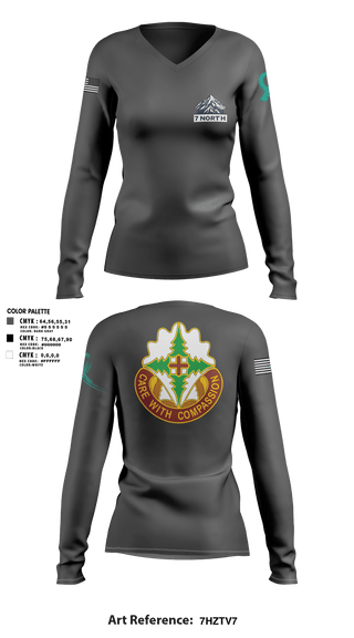 Womens Long Sleeve Vneck Shirt, 627th Hospital Center, Army, Teamtime, Team time, sublimation, custom sports apparel, team uniforms, spirit wear, spiritwear, sports uniforms, custom shirts, team store, custom team store, fundraiser sports, apparel fundraiser