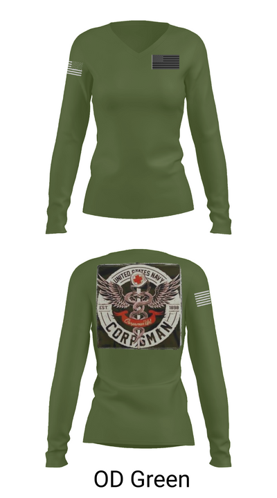 Hospital Corpsman 483709 Women's Long Sleeve V-neck Shirt - 54