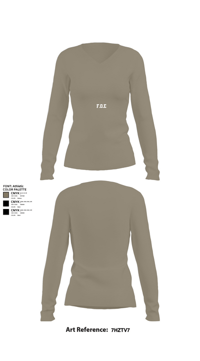 F.O.E 35659928 Women's Long Sleeve V-neck Shirt - 28