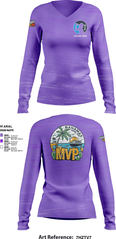 MVP Cruise 2025 37485566 Women's Long Sleeve V-neck Shirt - 1
