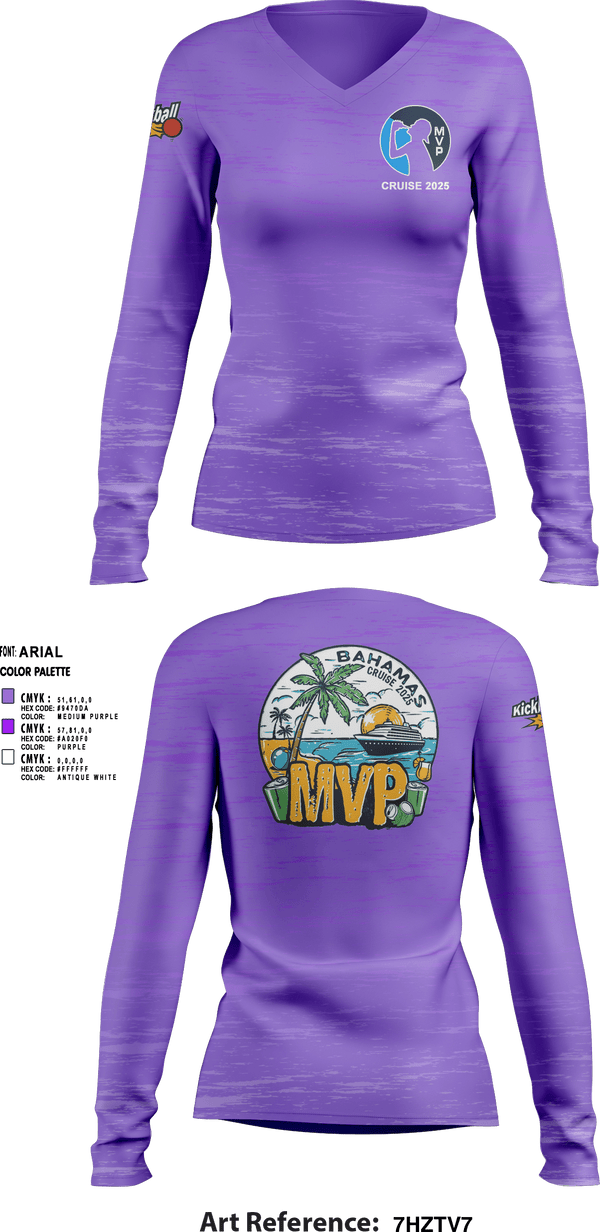 Womens Long Sleeve Vneck Shirt, MVP Cruise 2025, Spirit Store, Teamtime, Team time, sublimation, custom sports apparel, team uniforms, spirit wear, spiritwear, sports uniforms, custom shirts, team store, custom team store, fundraiser sports, apparel fundraiser