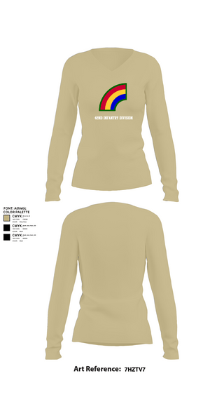 Womens Long Sleeve Vneck Shirt, 42ND Infantry Division, Army, Teamtime, Team time, sublimation, custom sports apparel, team uniforms, spirit wear, spiritwear, sports uniforms, custom shirts, team store, custom team store, fundraiser sports, apparel fundraiser