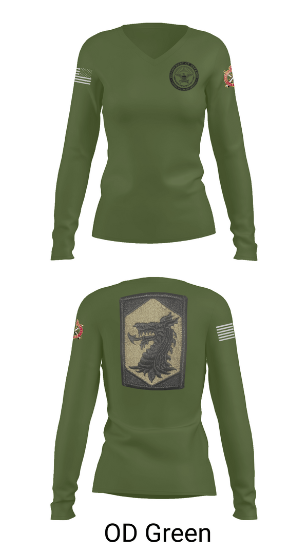 Womens Long Sleeve Vneck Shirt, 445 Chemical Company, National Guard, Teamtime, Team time, sublimation, custom sports apparel, team uniforms, spirit wear, spiritwear, sports uniforms, custom shirts, team store, custom team store, fundraiser sports, apparel fundraiser