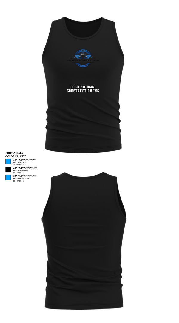 Tank Top, Gold Potomac construction inc, Golf, Teamtime, Team time, sublimation, custom sports apparel, team uniforms, spirit wear, spiritwear, sports uniforms, custom shirts, team store, custom team store, fundraiser sports, apparel fundraiser