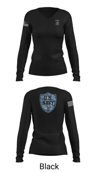 Women's Long Sleeve Vneck Shirt, CVN 77 George HW Bus, Navy, Teamtime, Team time, sublimation, custom sports apparel, team uniforms, spirit wear, spiritwear, sports uniforms, custom shirts, team store, custom team store, fundraiser sports, apparel fundraiser