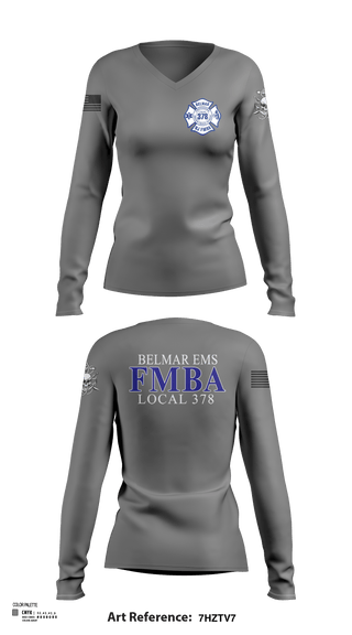 Womens Long Sleeve Vneck Shirt 1, Belmar FMBA, Fire Department, Teamtime, Team time, sublimation, custom sports apparel, team uniforms, spirit wear, spiritwear, sports uniforms, custom shirts, team store, custom team store, fundraiser sports, apparel fundraiser