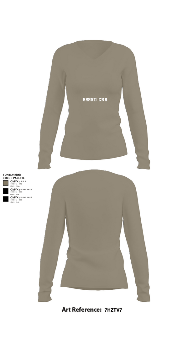 Women's Long Sleeve Vneck Shirt, 922nd CBN, Army, Teamtime, Team time, sublimation, custom sports apparel, team uniforms, spirit wear, spiritwear, sports uniforms, custom shirts, team store, custom team store, fundraiser sports, apparel fundraiser