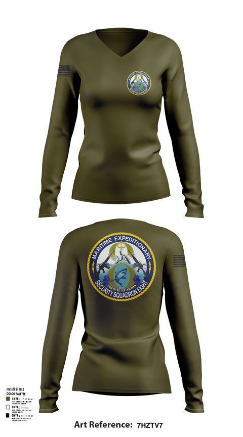 Womens Long Sleeve Vneck Shirt, MSRON 8, Navy, Teamtime, Team time, sublimation, custom sports apparel, team uniforms, spirit wear, spiritwear, sports uniforms, custom shirts, team store, custom team store, fundraiser sports, apparel fundraiser