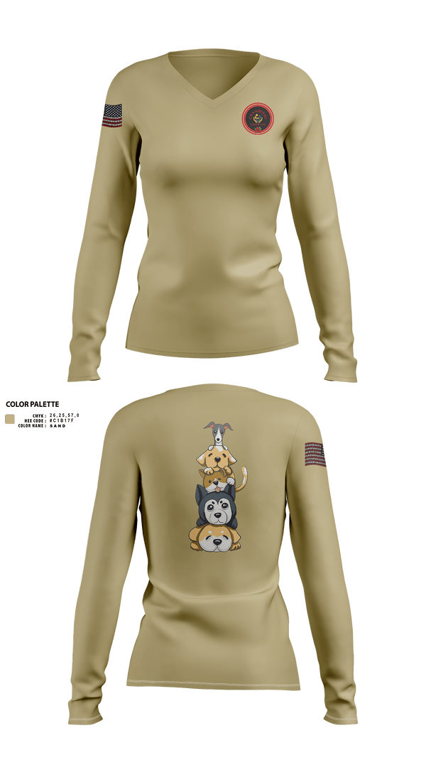 Womens Long Sleeve Vneck Shirt, Cranberry Country K9s, , Teamtime, Team time, sublimation, custom sports apparel, team uniforms, spirit wear, spiritwear, sports uniforms, custom shirts, team store, custom team store, fundraiser sports, apparel fundraiser