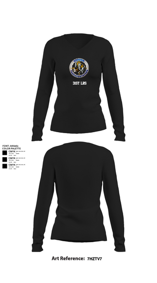 Womens Long Sleeve Vneck Shirt, 31st LRS, Air Force, Teamtime, Team time, sublimation, custom sports apparel, team uniforms, spirit wear, spiritwear, sports uniforms, custom shirts, team store, custom team store, fundraiser sports, apparel fundraiser