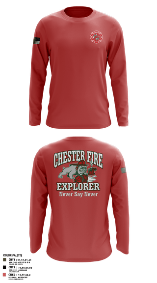 Long Sleeve Performance Polo, Chester fire explorers, Fire Department, Teamtime, Team time, sublimation, custom sports apparel, team uniforms, spirit wear, spiritwear, sports uniforms, custom shirts, team store, custom team store, fundraiser sports, apparel fundraiser