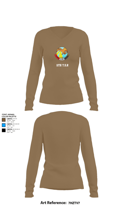 11th T.S.R 19637514 Women's Long Sleeve V-neck Shirt - 2