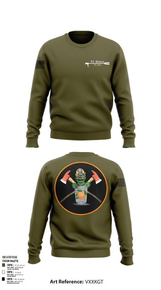 Crew Neck Sweatshirt, 91 Bravo, Fire Department, Teamtime, Team time, sublimation, custom sports apparel, team uniforms, spirit wear, spiritwear, sports uniforms, custom shirts, team store, custom team store, fundraiser sports, apparel fundraiser