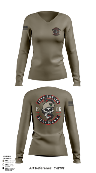Womens Long Sleeve Vneck Shirt, Green Beret, Space Force, Teamtime, Team time, sublimation, custom sports apparel, team uniforms, spirit wear, spiritwear, sports uniforms, custom shirts, team store, custom team store, fundraiser sports, apparel fundraiser