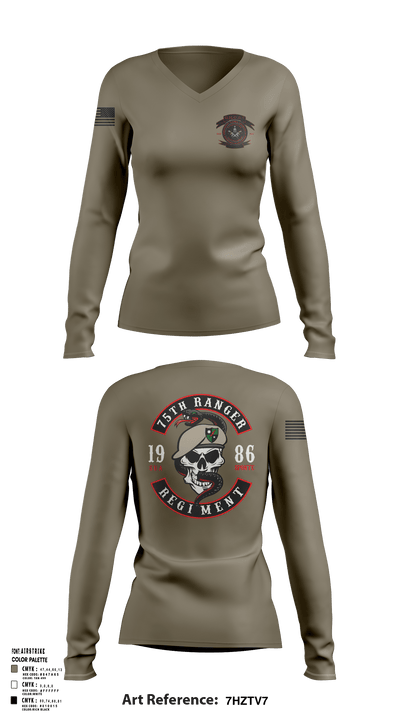 Green Beret 87463289 Women's Long Sleeve V-neck Shirt - 123