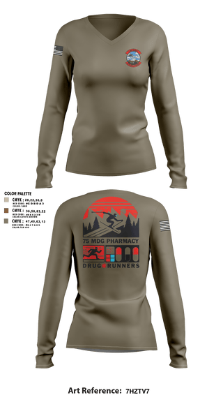 Womens Long Sleeve Vneck Shirt 1, 75 HCOS SGGD, Air Force, Teamtime, Team time, sublimation, custom sports apparel, team uniforms, spirit wear, spiritwear, sports uniforms, custom shirts, team store, custom team store, fundraiser sports, apparel fundraiser