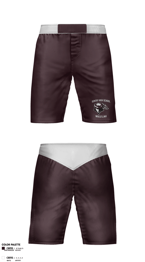 Fight Shorts, Gentry High School Wrestling, Wrestling, Teamtime, Team time, sublimation, custom sports apparel, team uniforms, spirit wear, spiritwear, sports uniforms, custom shirts, team store, custom team store, fundraiser sports, apparel fundraiser