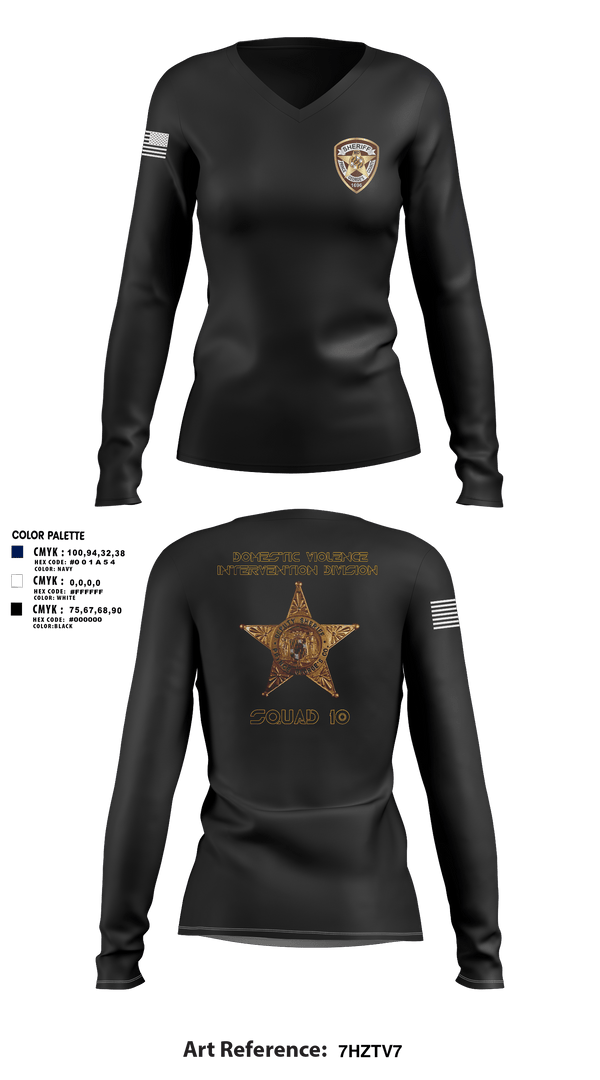 Womens Long Sleeve Vneck Shirt, Domestic violence intervention division,, , Teamtime, Team time, sublimation, custom sports apparel, team uniforms, spirit wear, spiritwear, sports uniforms, custom shirts, team store, custom team store, fundraiser sports, apparel fundraiser