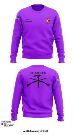 Crew Neck Sweatshirt, Charger Co. / 2-112th Infantry Battalion, National Guard, Teamtime, Team time, sublimation, custom sports apparel, team uniforms, spirit wear, spiritwear, sports uniforms, custom shirts, team store, custom team store, fundraiser sports, apparel fundraiser