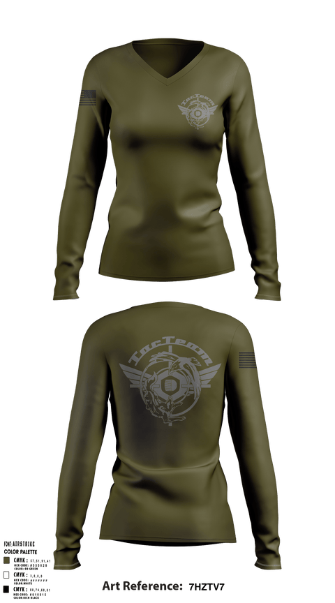 Womens Long Sleeve Vneck Shirt, TacTeam, Army, Teamtime, Team time, sublimation, custom sports apparel, team uniforms, spirit wear, spiritwear, sports uniforms, custom shirts, team store, custom team store, fundraiser sports, apparel fundraiser