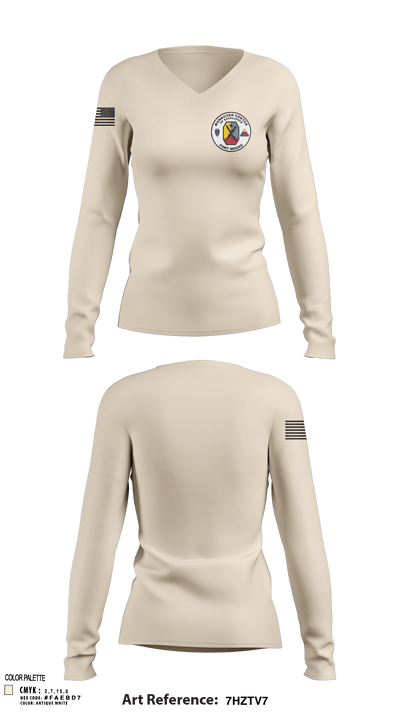 Fort moore 23614259 Women's Long Sleeve V-neck Shirt - 102
