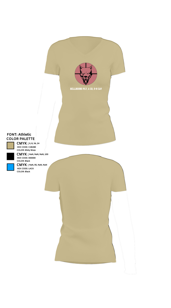 Womens Short Sleeve Vneck Shirt, Hellhound PLT, A CO, 2-8 CAV, , Teamtime, Team time, sublimation, custom sports apparel, team uniforms, spirit wear, spiritwear, sports uniforms, custom shirts, team store, custom team store, fundraiser sports, apparel fundraiser