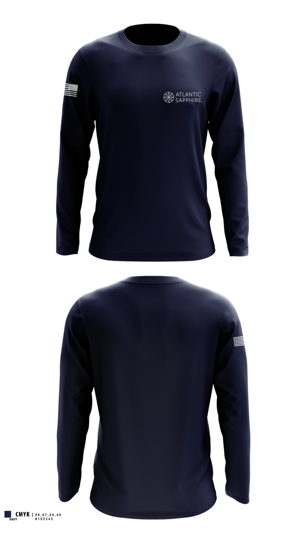 Long Sleeve Performance Shirt, Atlantic Sapphire, Army, Teamtime, Team time, sublimation, custom sports apparel, team uniforms, spirit wear, spiritwear, sports uniforms, custom shirts, team store, custom team store, fundraiser sports, apparel fundraiser