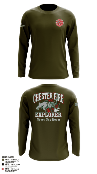 Long Sleeve Performance Polo, Chester fire explorers, Fire Department, Teamtime, Team time, sublimation, custom sports apparel, team uniforms, spirit wear, spiritwear, sports uniforms, custom shirts, team store, custom team store, fundraiser sports, apparel fundraiser