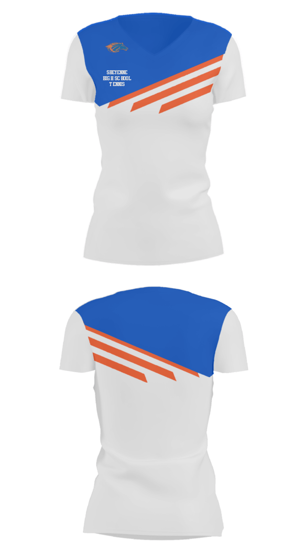 Women's Short Sleeve Vneck Shirt, Sheyenne High School Tennis, Tennis, Teamtime, Team time, sublimation, custom sports apparel, team uniforms, spirit wear, spiritwear, sports uniforms, custom shirts, team store, custom team store, fundraiser sports, apparel fundraiser