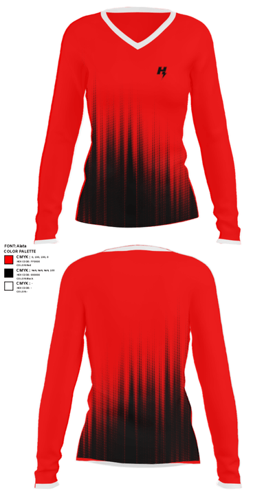 Hilliard Middle-Senior High School 26439201 Women's Long Sleeve V-neck Shirt - 22