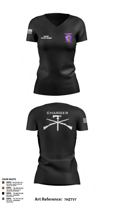 Charger Co. / 2-112th Infantry Battalion 37738588 Women's Short Sleeve V-neck Shirt - 44