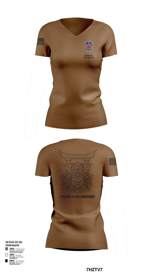 Womens Short Sleeve Vneck Shirt, 343rd Medical Hospital Augmentation Detachment, , Teamtime, Team time, sublimation, custom sports apparel, team uniforms, spirit wear, spiritwear, sports uniforms, custom shirts, team store, custom team store, fundraiser sports, apparel fundraiser