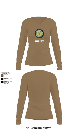 Women's Long Sleeve Vneck Shirt, 44th ICBT, National Guard, Teamtime, Team time, sublimation, custom sports apparel, team uniforms, spirit wear, spiritwear, sports uniforms, custom shirts, team store, custom team store, fundraiser sports, apparel fundraiser