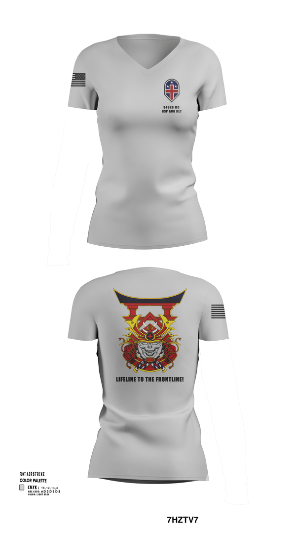 Womens Short Sleeve Vneck Shirt, 343rd Medical Hospital Augmentation Detachment, , Teamtime, Team time, sublimation, custom sports apparel, team uniforms, spirit wear, spiritwear, sports uniforms, custom shirts, team store, custom team store, fundraiser sports, apparel fundraiser